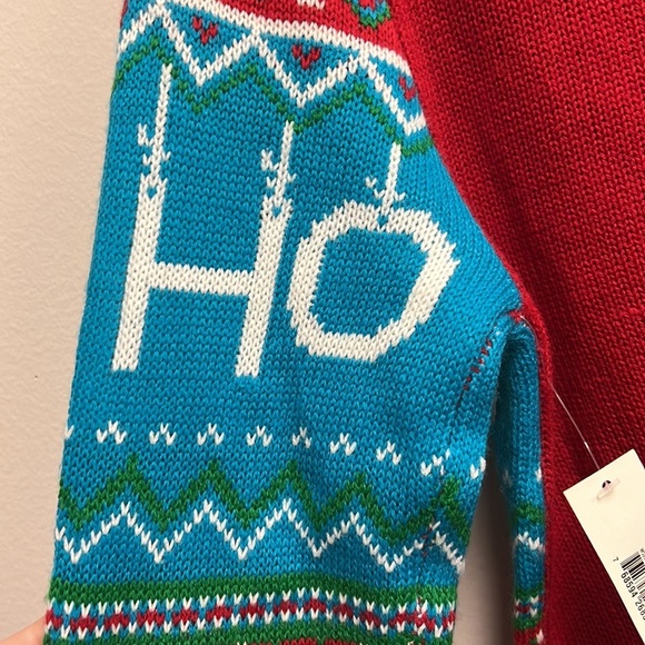 Holiday Tassel HO HO HO Ugly Christmas Party Pretty Santa Sweater - Picture 7 of 7